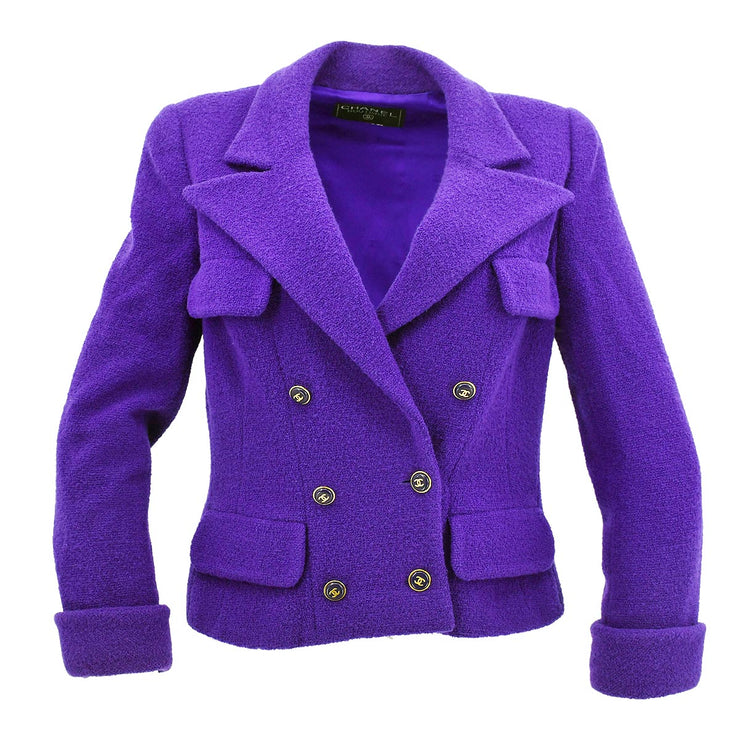 Chanel Double Breasted Jacket Purple