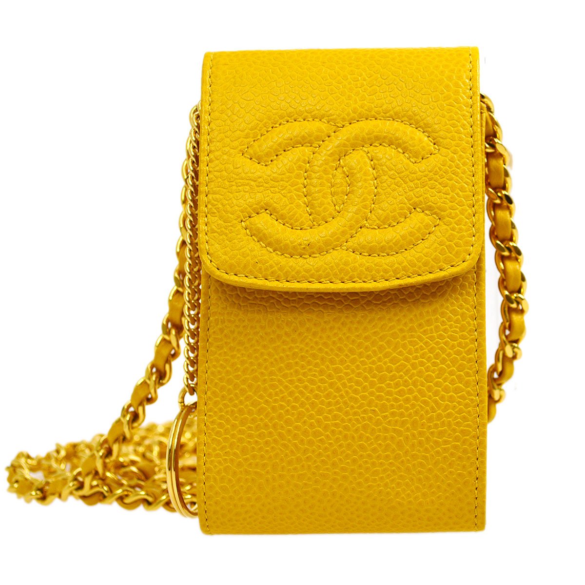 Damage Chanel 1996-1997 Timeless Key Case Yellow Caviar