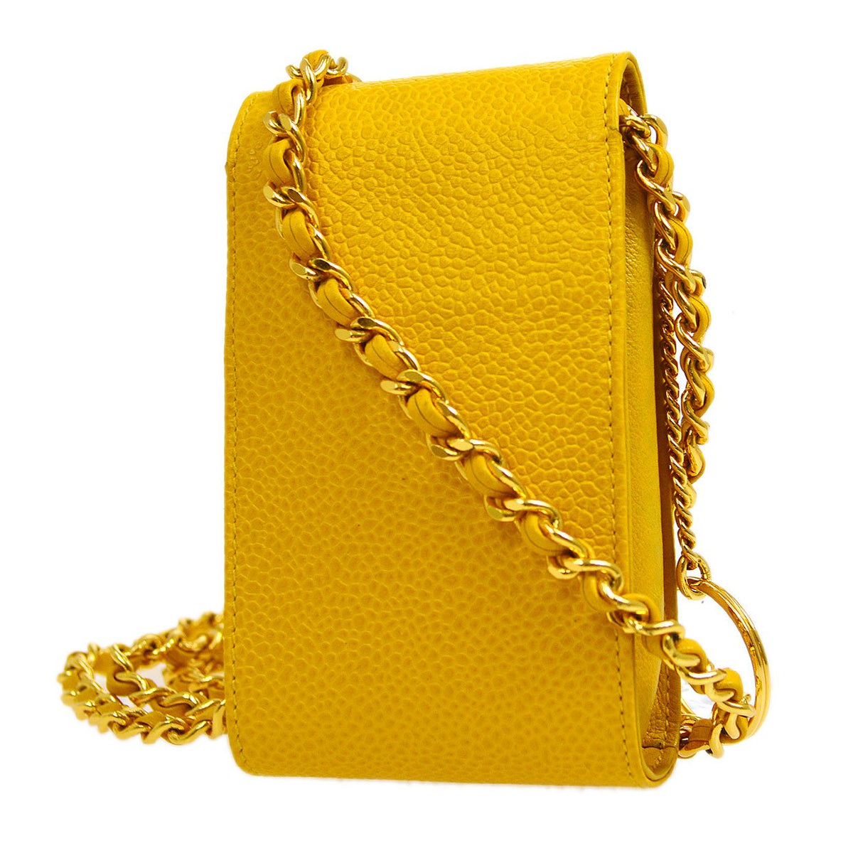 Damage Chanel 1996-1997 Timeless Key Case Yellow Caviar