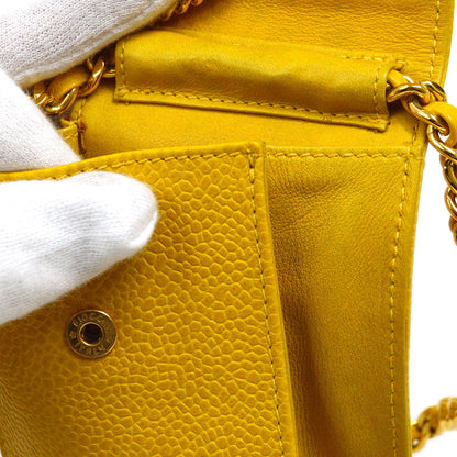 Damage Chanel 1996-1997 Timeless Key Case Yellow Caviar