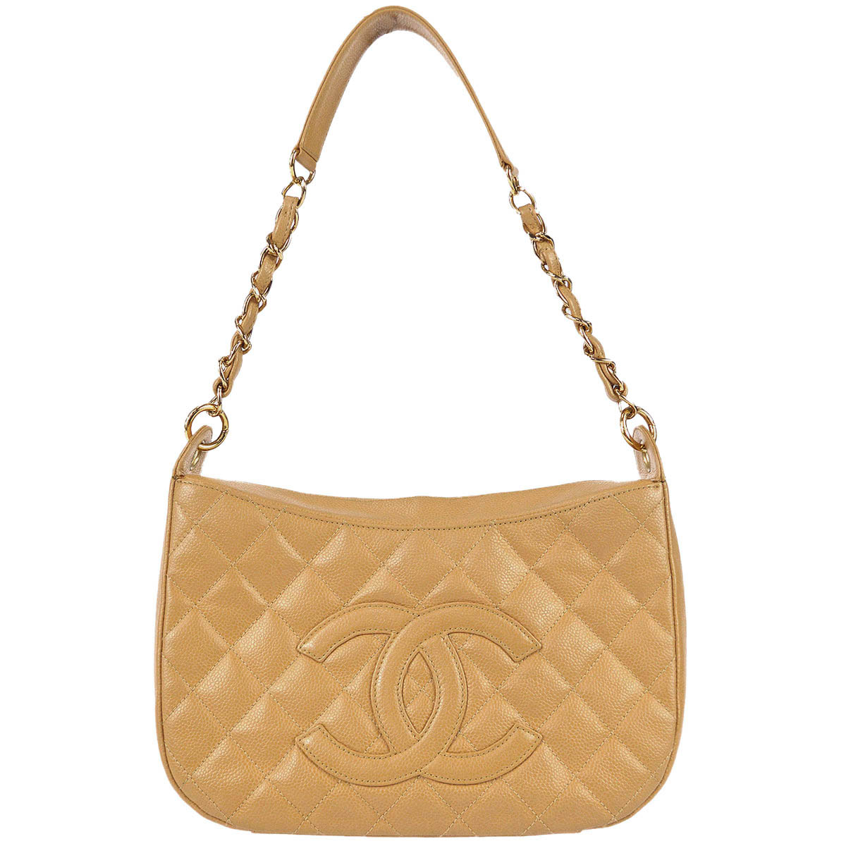 Chanel 2004-2005 Beige Caviar Shoulder Bag