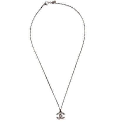 Chanel 2010 Crystal & Silver CC Necklace