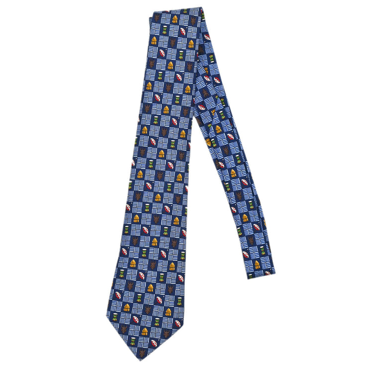 Hermes Blue Neck Tie Small Good