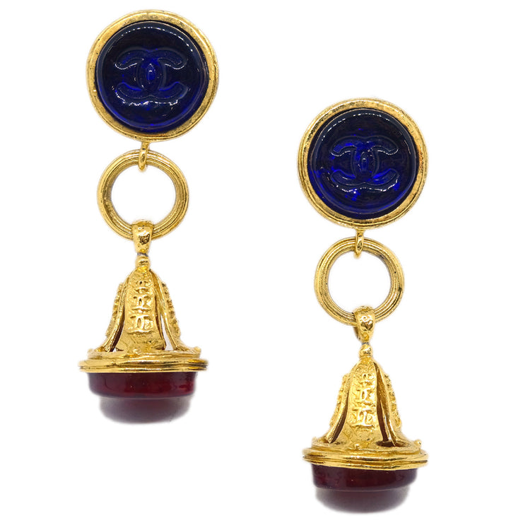 Chanel Gripoix Dangle Earrings Clip-On 93A