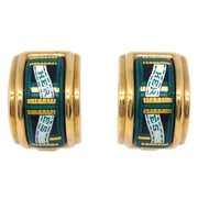 Hermes Gold Enamel Cloisonne Ware Earrings Clip-On