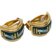 Hermes Gold Enamel Cloisonne Ware Earrings Clip-On