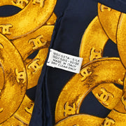 Chanel Navy Gold Scarf Small Good