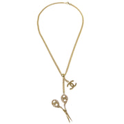 Chanel Scissors Necklace Rhinestone Gold 02P