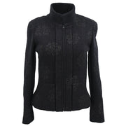 Chanel 2003 Zip Up Camellia Jacket Black #34