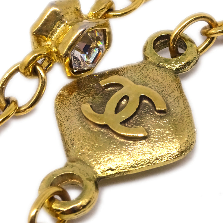 Chanel Chain Necklace Gold Rhinestone