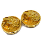 Chanel Button Earrings Clip-On Gold 97P