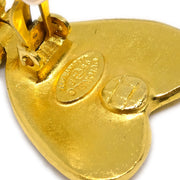 Chanel Heart Dangle Earrings Gold Clip-On 95P