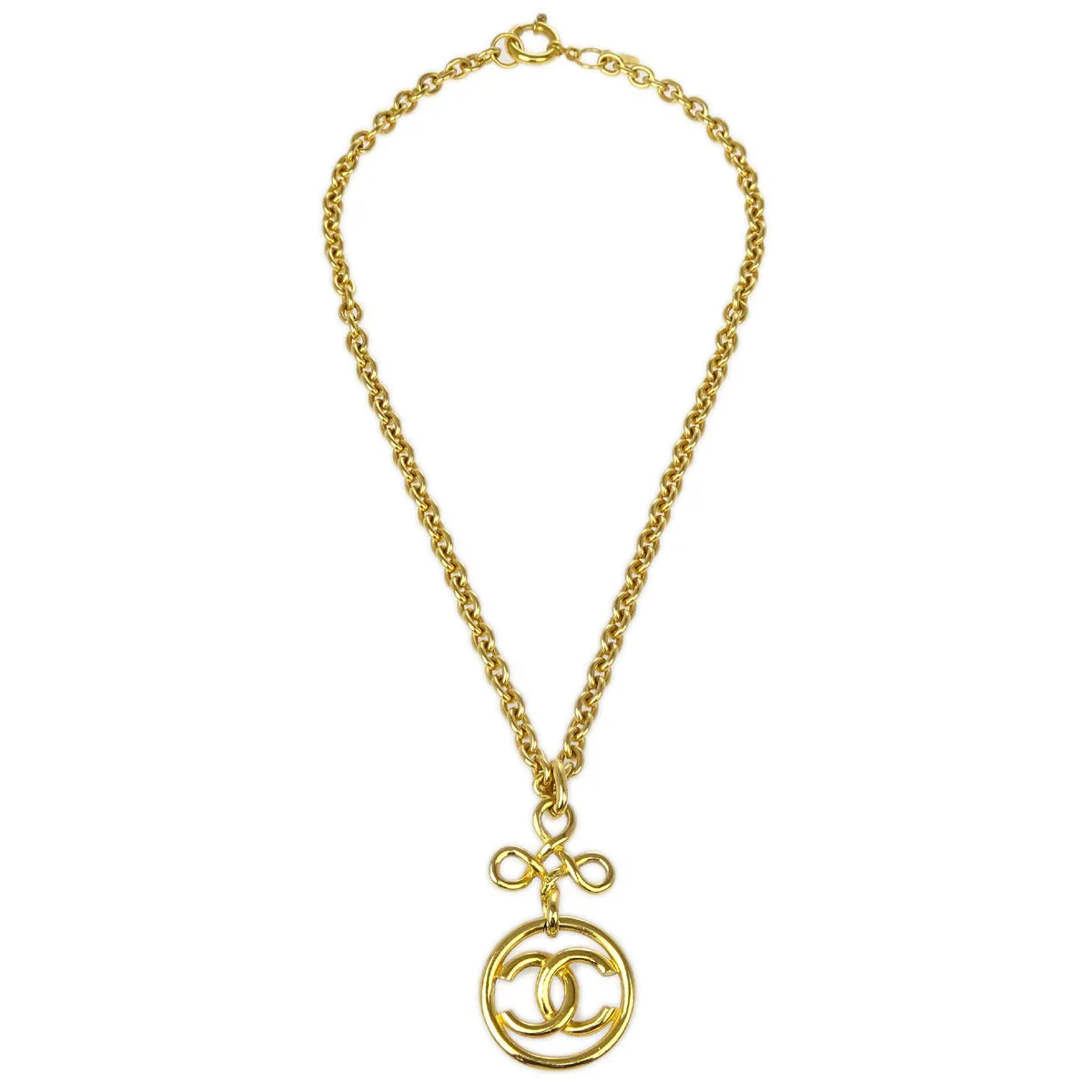 Chanel Gold Medallion Chain Pendant Necklace 93P