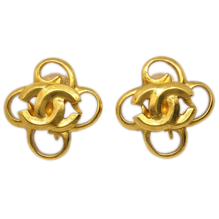 Chanel Flower Earrings Clip-On Gold 96P