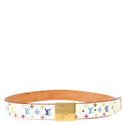 Louis Vuitton 2004 White Multicolor Ceinture Carre Belt M9270W #80/32 Small Good