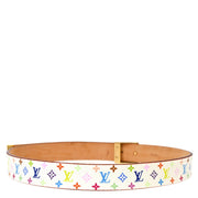 Louis Vuitton 2004 White Multicolor Ceinture Carre Belt M9270W #80/32 Small Good