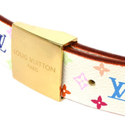 Louis Vuitton 2004 White Multicolor Ceinture Carre Belt M9270W #80/32 Small Good