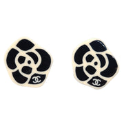 Chanel Rose Earrings Clip-On Black 03P