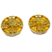 Chanel Gold Button Costume Pearl Earrings Clip-On 93P