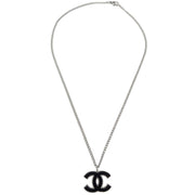 Chanel Chain Necklace Silver Black 06P