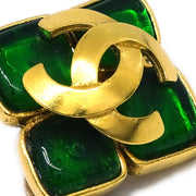 Chanel Rhombus Earrings Gripoix Clip-On Green 95P