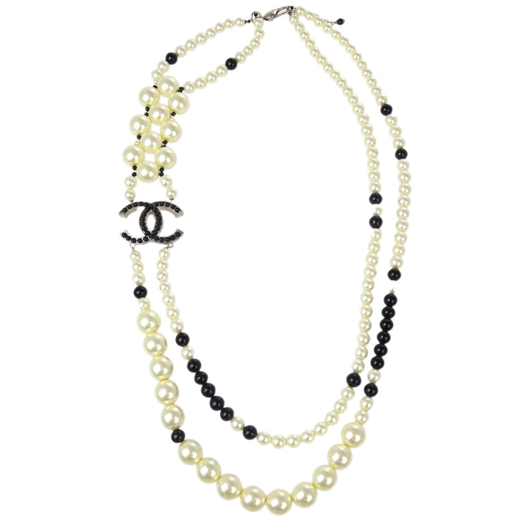 Chanel Costume Pearl Necklace Rhinestone White 03C