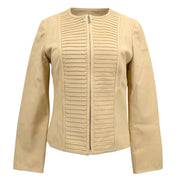 Loewe Collarless Zip Up Jacket Beige #40