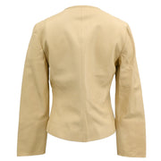 Loewe Collarless Zip Up Jacket Beige #40