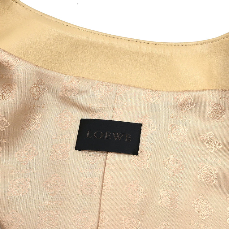 Loewe Collarless Zip Up Jacket Beige #40