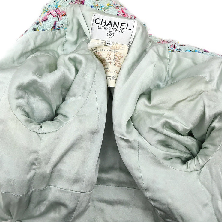 Chanel 1995 Setup Suit Jacket Skirt Light Blue #40