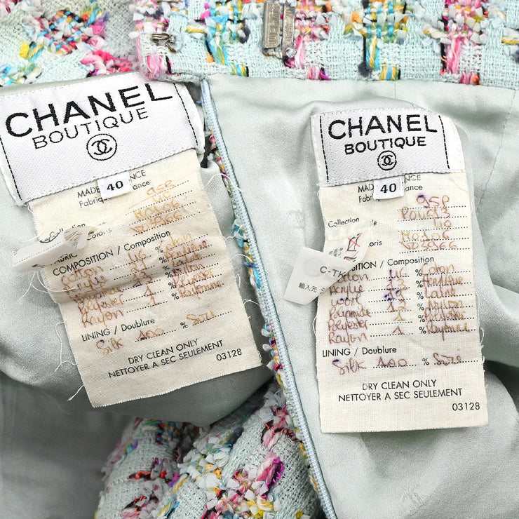 Chanel 1995 Setup Suit Jacket Skirt Light Blue #40