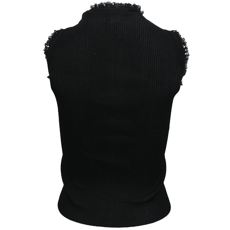 Chanel 2006 Zip Up Sleeveless Top Black #36