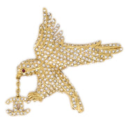 Chanel Eagle Rhinestone Brooch Pin Gold 01P