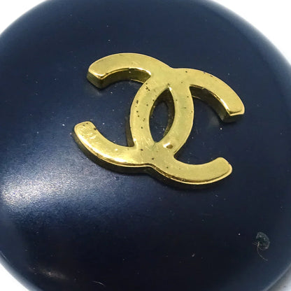 Chanel Button Earrings Clip-On Black 95P