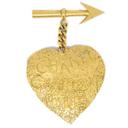 Chanel Bow And Arrow Heart Brooch Pin Gold 93P