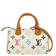 Louis Vuitton White Multicolor Mini Speedy 2way Shoulder Handbag M92645