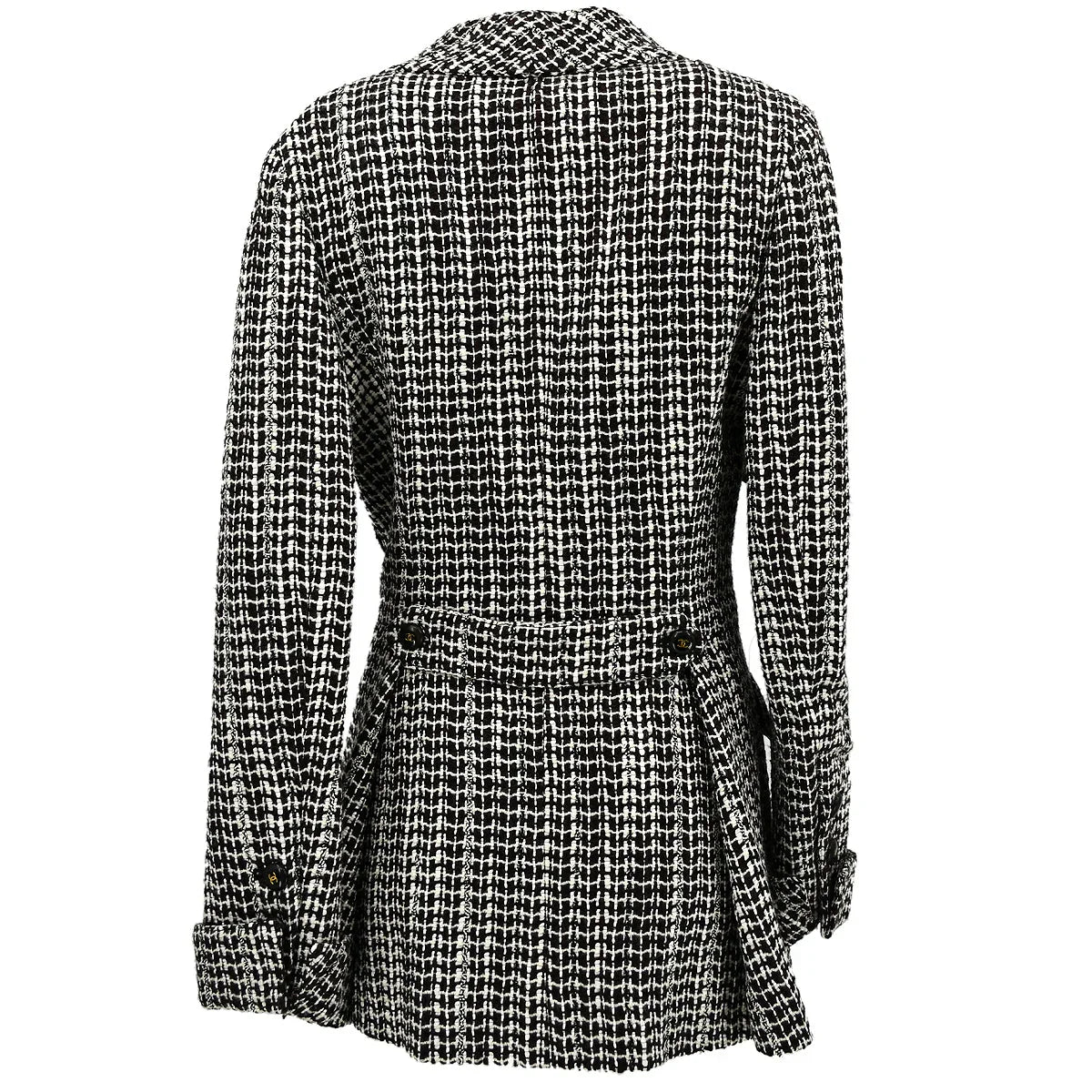 Chanel Double Breasted Jacket Brown Tweed 01A #38