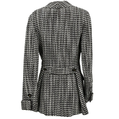 Chanel Double Breasted Jacket Brown Tweed 01A #38