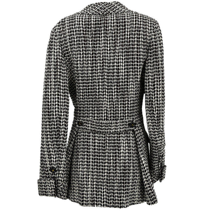 Chanel Double Breasted Jacket Black Tweed 01A #38
