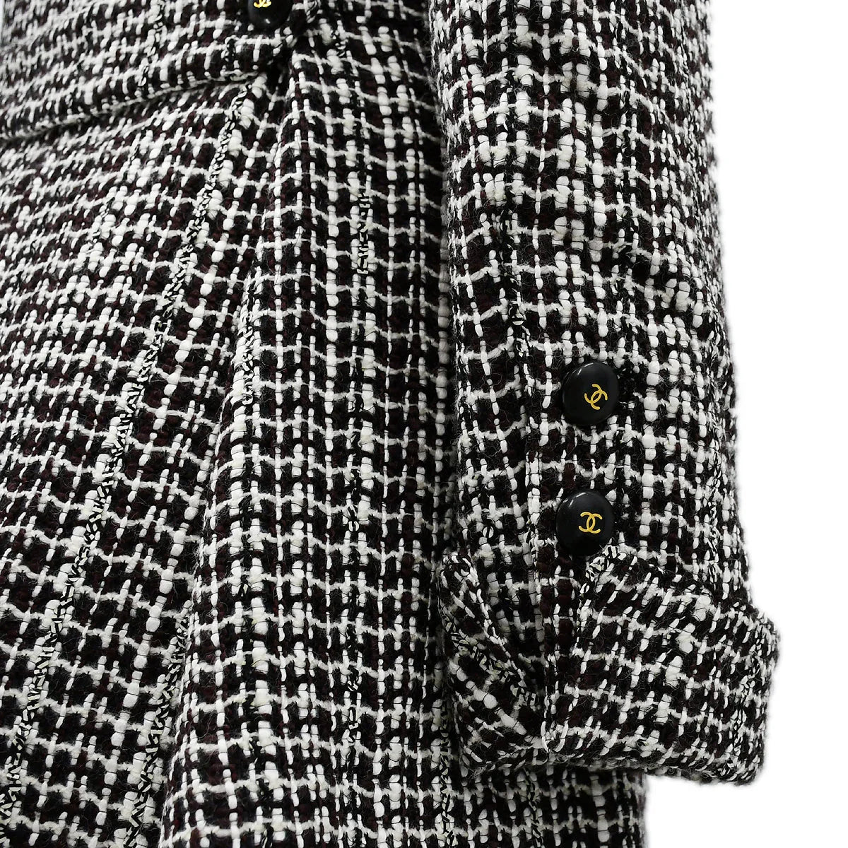 Chanel Double Breasted Jacket Brown Tweed 01A #38