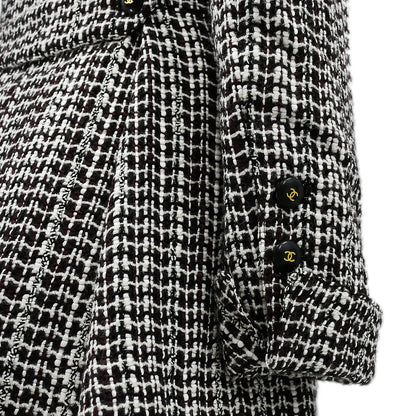 Chanel Double Breasted Jacket Brown Tweed 01A #38