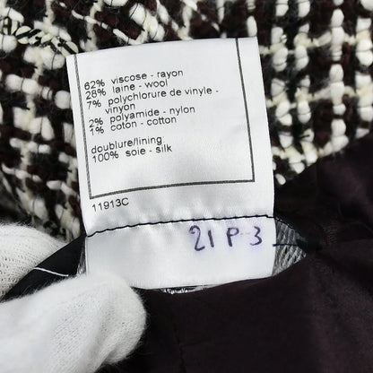 Chanel Double Breasted Jacket Brown Tweed 01A #38