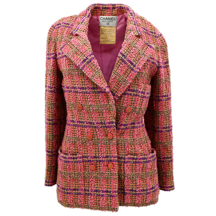 Chanel Fall 1994 single-breasted tweed boucle jacket #38