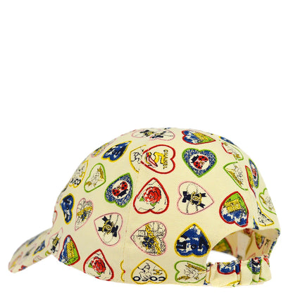 Chanel Ivory Valentine Edition Heart Pattern Cap Hat #M Small Good