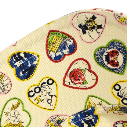 Chanel Ivory Valentine Edition Heart Pattern Cap Hat #M Small Good