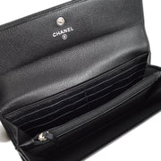 Chanel Black Caviar Camellia Wallet Purse