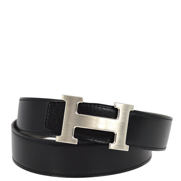 Hermes 2019 Black Box Calf Constance Reversible Belt #85 Small Good