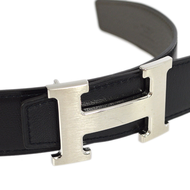 Hermes Black Box Calf Constance Reversible Belt #85 Small Good