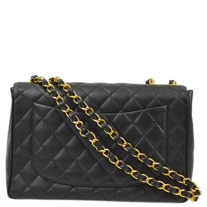 Chanel 1994-1996 Black Caviar Jumbo Classic Flap Bag