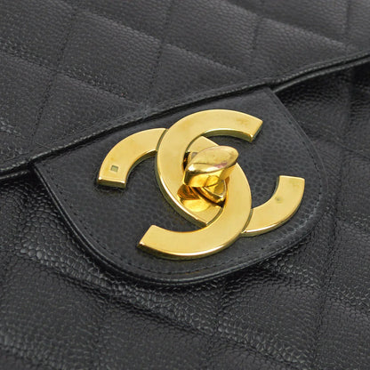 Chanel 1994-1996 Black Caviar Jumbo Classic Flap Bag